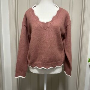 Elegant Mauve V-Neck Sweater